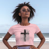 Flag With Cross Women's Crop Tee | Faith Apparel | Scripture Shirt | Bible Tee | Faith Over Fear | Religious Gift | Christian Tee |Jesus Tee