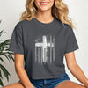 Flag With Cross Women's Crop Tee | Faith Apparel | Scripture Shirt | Bible Tee | Faith Over Fear | Religious Gift | Christian Tee |Jesus Tee