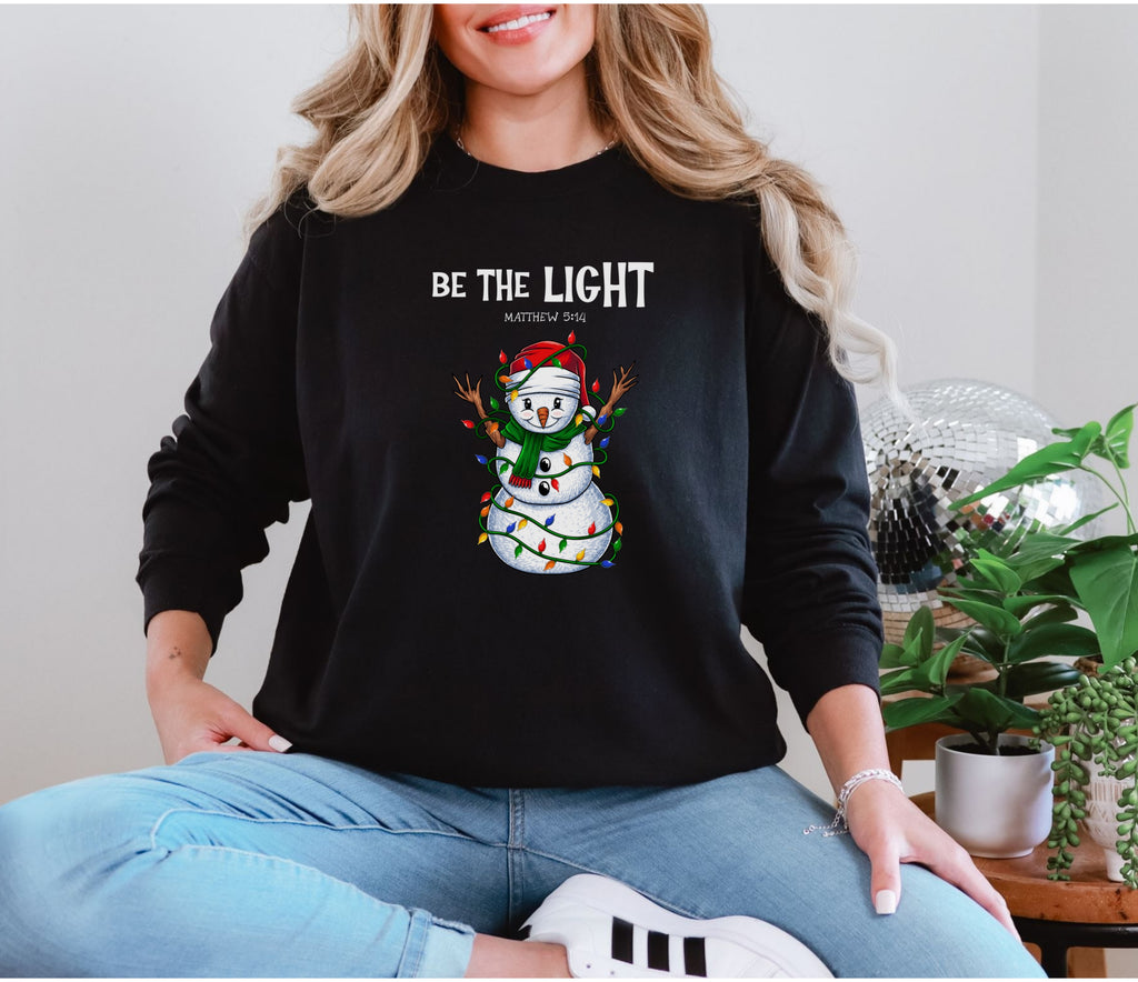 Be The Light Snowman Christmas Long Sleeve T-Shirt