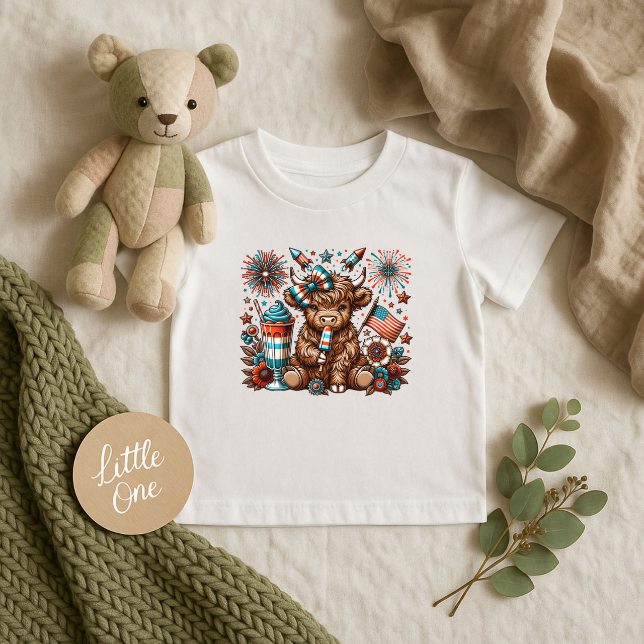 July 4th Cow Infant Tee