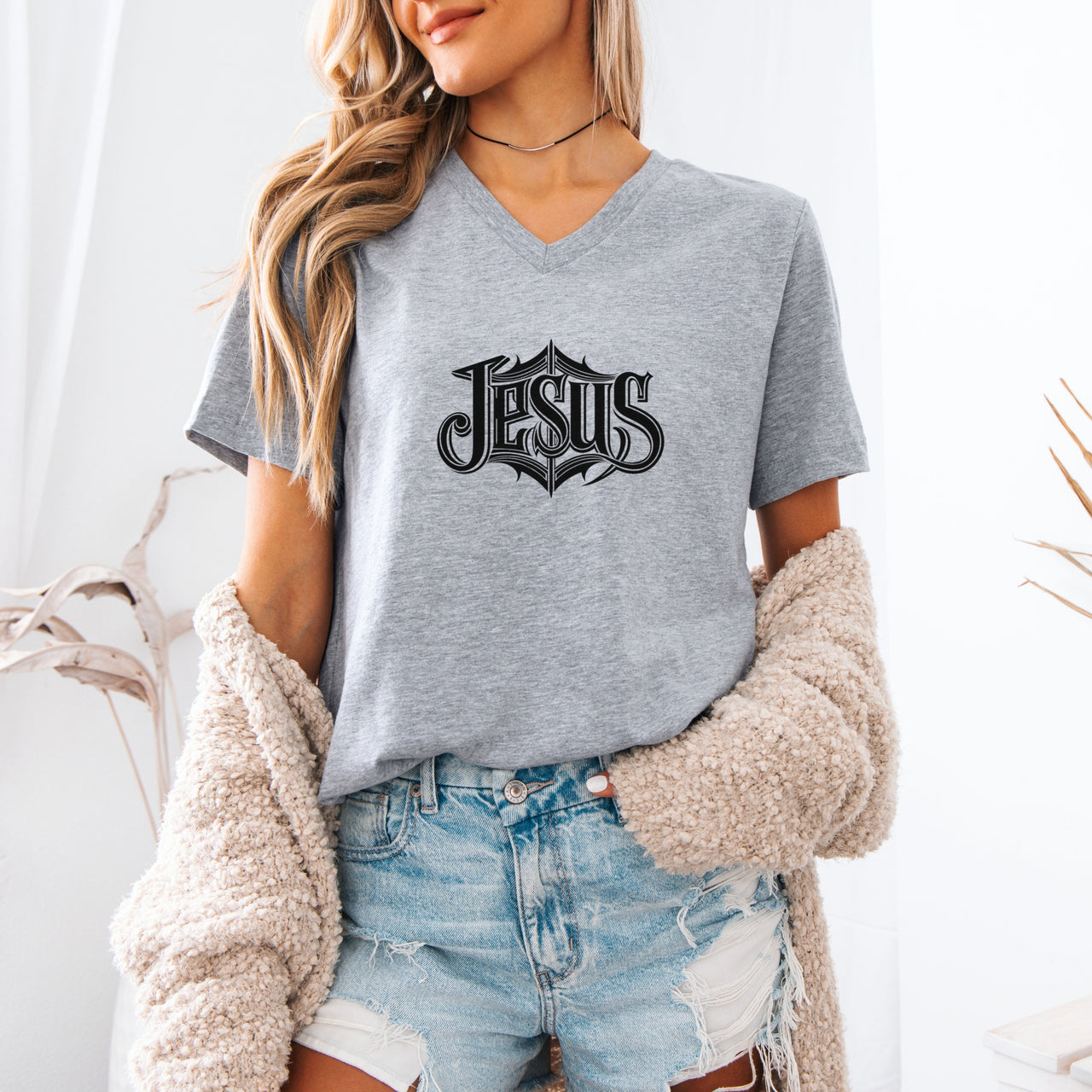 Jesus Unisex V-Neck T-Shirt