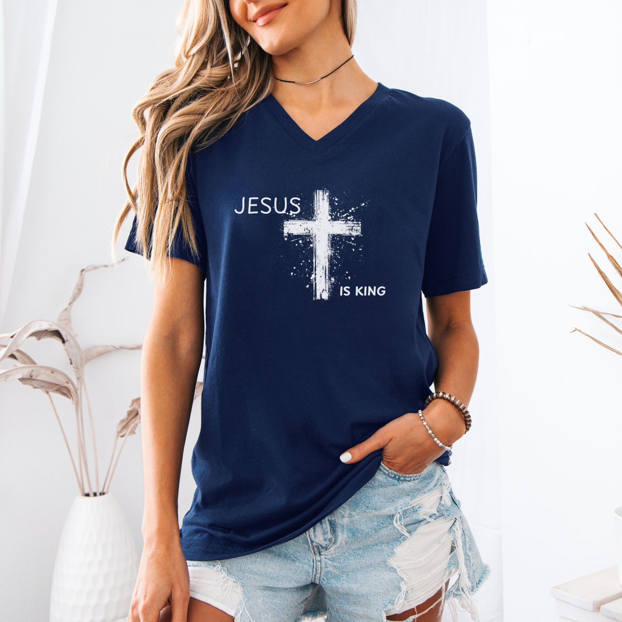 Jesus is King Unisex V-Neck Tee