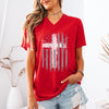 Flag With Cross Unisex V-Neck T-Shirt