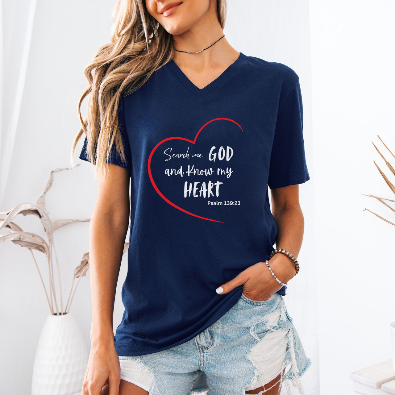 Search Me God Unisex V-Neck T-Shirt
