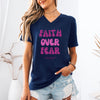 Faith Over Fear Pink Unisex V-Neck Tee