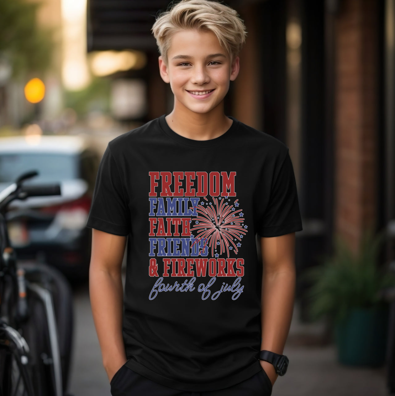 Freedom, Family & Faith Patriotic Youth T-Shirt