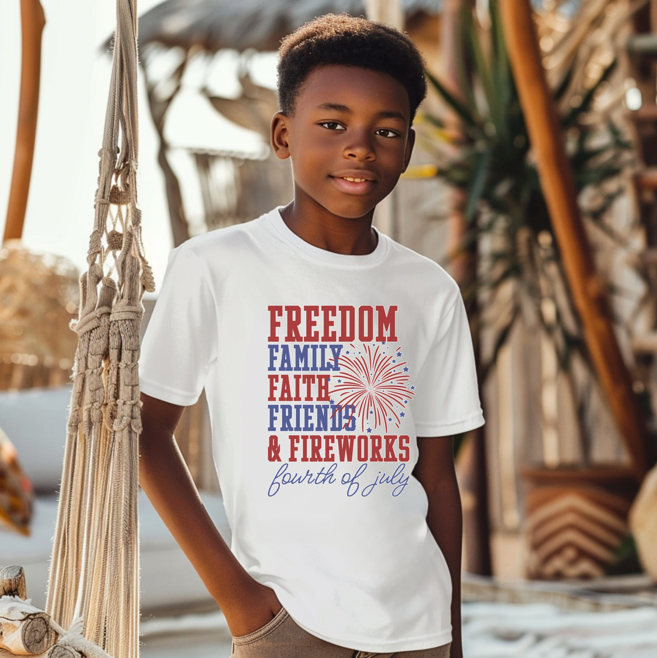 Freedom, Family & Faith Patriotic Youth T-Shirt