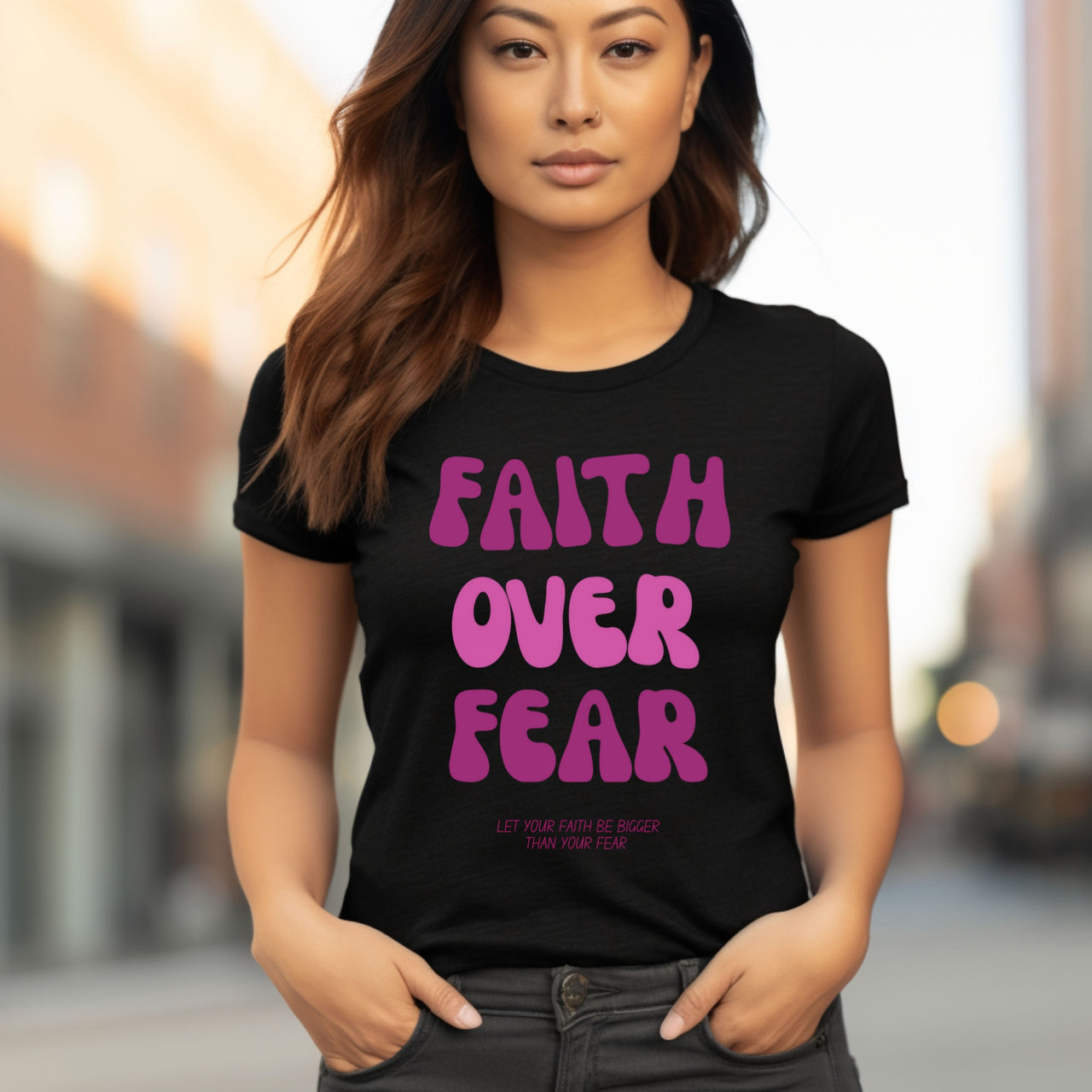 Faith Over Fear Pink Women's Favorite Tee