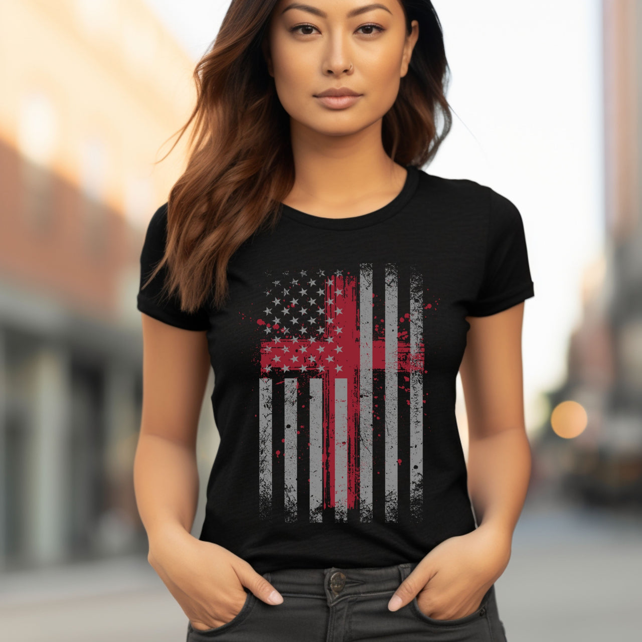Flag With Cross Women's Favorite Tee