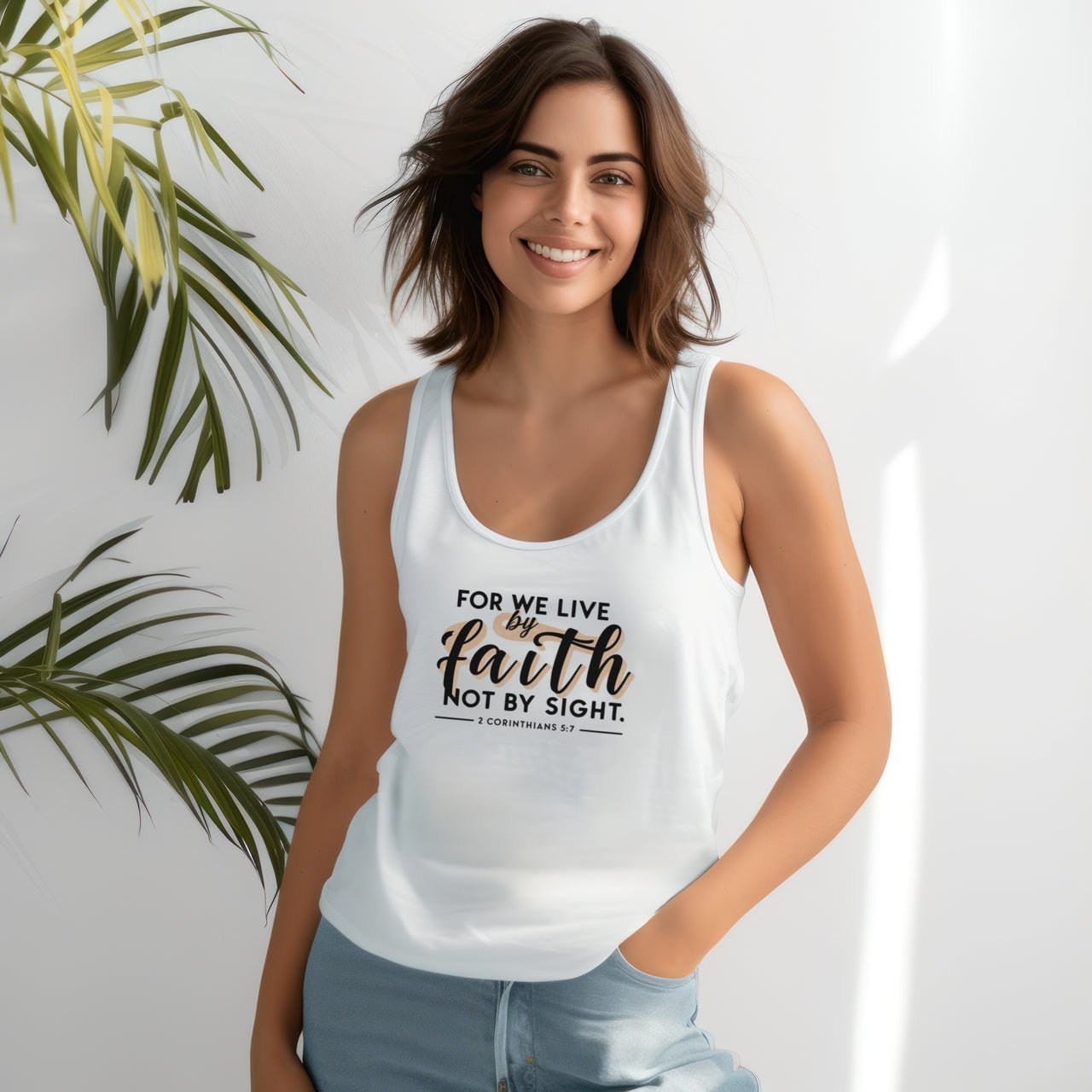For We Live By Faith Women's Racerback Tank Top