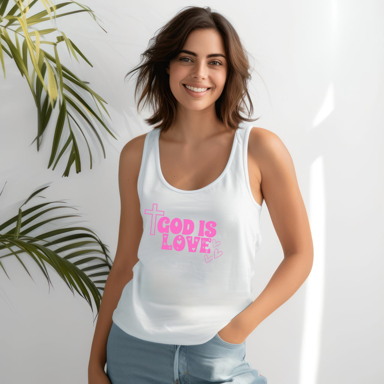 God is Love Womens Flowy Racerback Tank Top