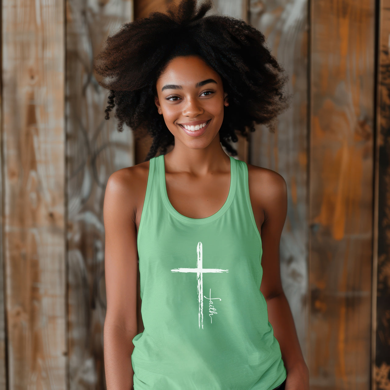 Cross With Faith Women's Flowy Racerback Tank, Religious Racerback Tank Top, Christian Tank Top, Women's Workout Tank