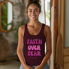Faith Over Fear Pink Women's Flowy Racerback Tank, Inspirational Workout Top, Summer Casual Wear, Yoga Shirt, Gift for Her