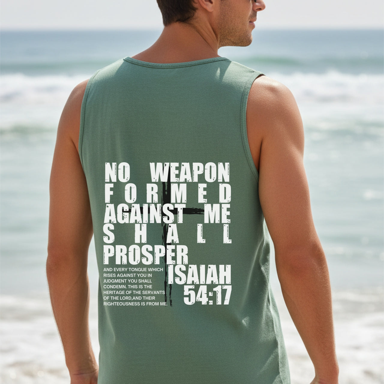 Isaiah 54:17 No Weapon Formed Against Me Relaxed Fit Tank Top | Christian Tank | Faith Apparel | Inspirational Tank | Scripture Tank
