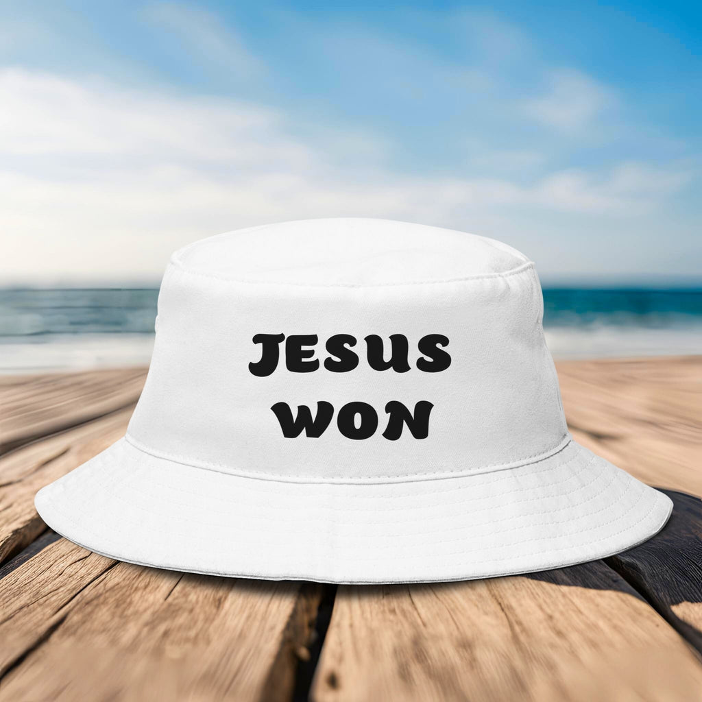 Jesus Won Embroidered Bucket Hat — Christian Faith Sun Hat
