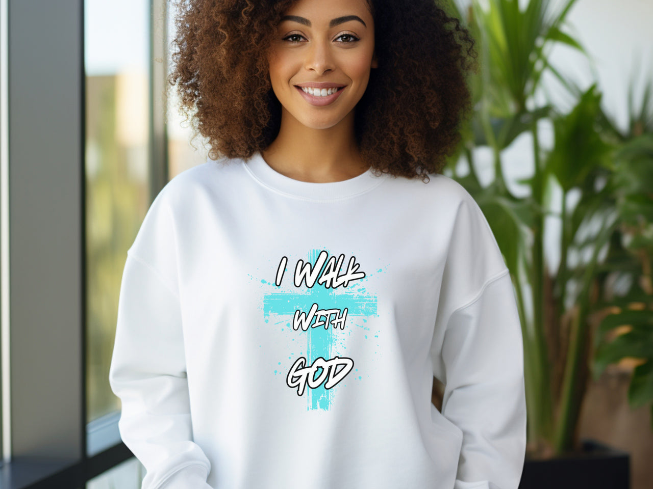 I Walk With God Unisex Crewneck Sweatshirt 	| Christian Sweatshirt | Faith Apparel | Religious Gift | Scripture Sweatshirt | Jesus Clothing