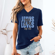 Jesus Loves You & Me T-shirt in navy blue, featuring John 15:13, perfect for faith events and casual wear.