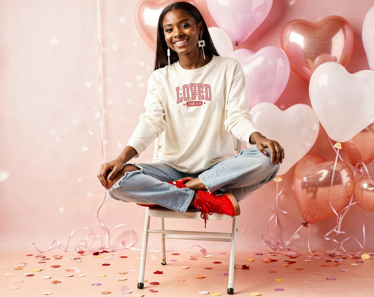 Loved-John 3:13 Garment-dyed Women's Long Sleeve T-Shirt