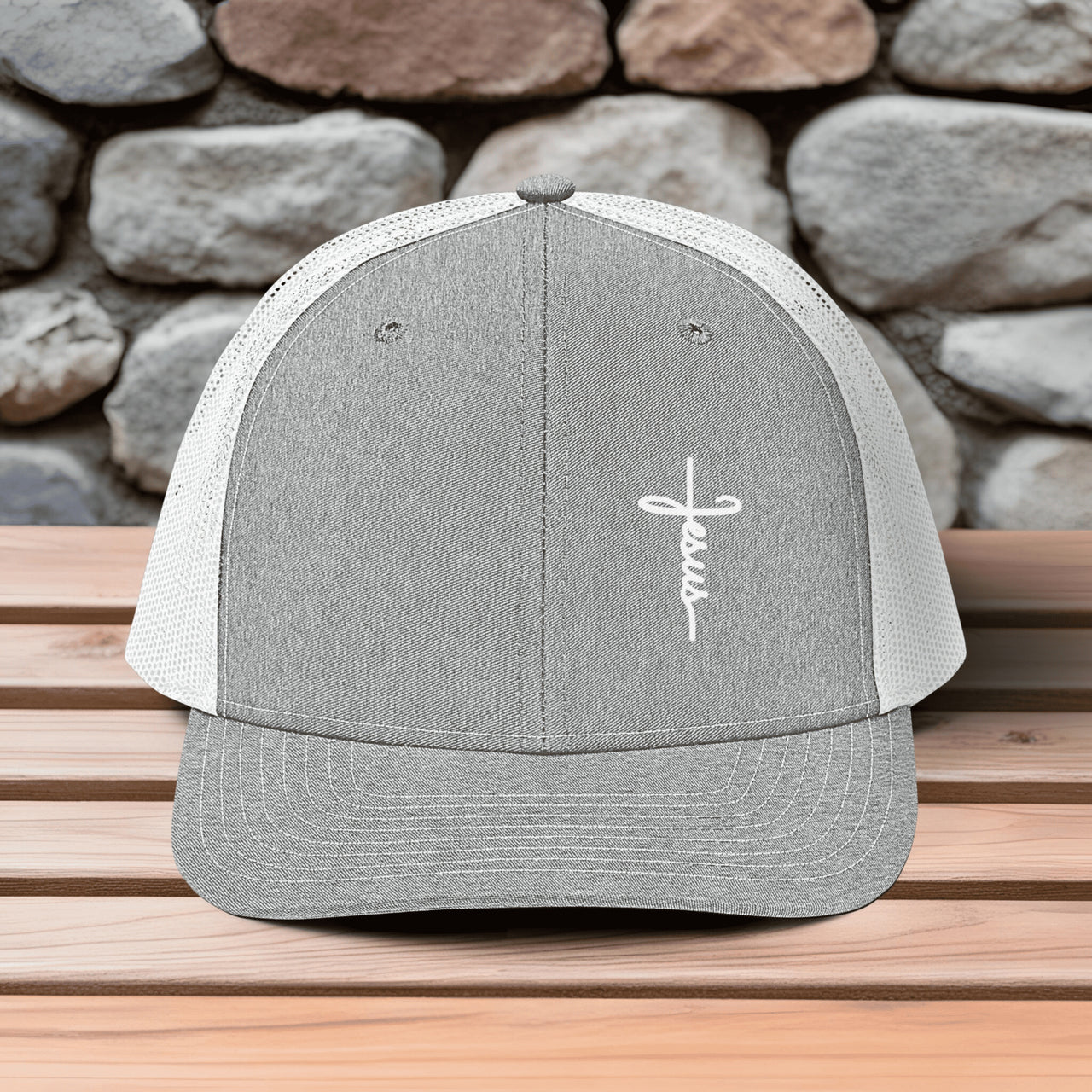 Jesus Cross Embroidered Snapback Trucker Hat