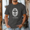Cross Fingerprint Identity Unisex T-shirt featuring a bold fingerprint cross graphic on a pepper t-shirt.