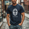 Cross Fingerprint Identity Unisex T-shirt featuring a bold fingerprint cross graphic on a navy t-shirt.