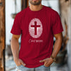 Cross Fingerprint Identity Unisex T-shirt featuring a bold fingerprint cross graphic on a red t-shirt.
