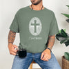 Cross Fingerprint Identity Unisex T-shirt featuring a bold fingerprint cross graphic on a moss t-shirt.