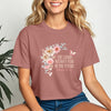 She Laughs Without Fear Of The Future Crop Tee featuring floral design and empowering message from Proverbs 31:25.