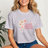She Laughs Without Fear Of The Future Crop Tee with floral design, perfect for empowering women's fashion.
