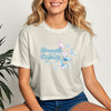 Strength And Dignity Proverbs 31 25 Butterfly Crop Tee featuring a butterfly graphic worn by a smiling woman.