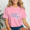Strength And Dignity Proverbs 31 25 Butterfly Crop Tee with butterfly graphic on a pink women's crop top.