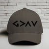 God is Greater Than Highs and Lows Embroidered Flexfit Hat in gray with bold lettering