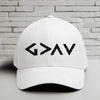 God is Greater Than Highs and Lows Embroidered Flexfit Hat on a white hat with a stylish design.
