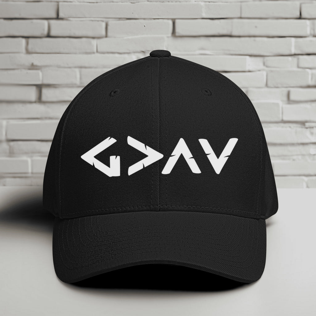 God is Greater than the Highs and Lows Embroidered Flexfit Hat