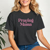 Praying Mama Crop Tee in black featuring a stylish script design, perfect for faith-filled moms.