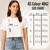 Blessed John 20 29 Crop Tee size chart with measurements for XS, S, M, L, and XL displayed.