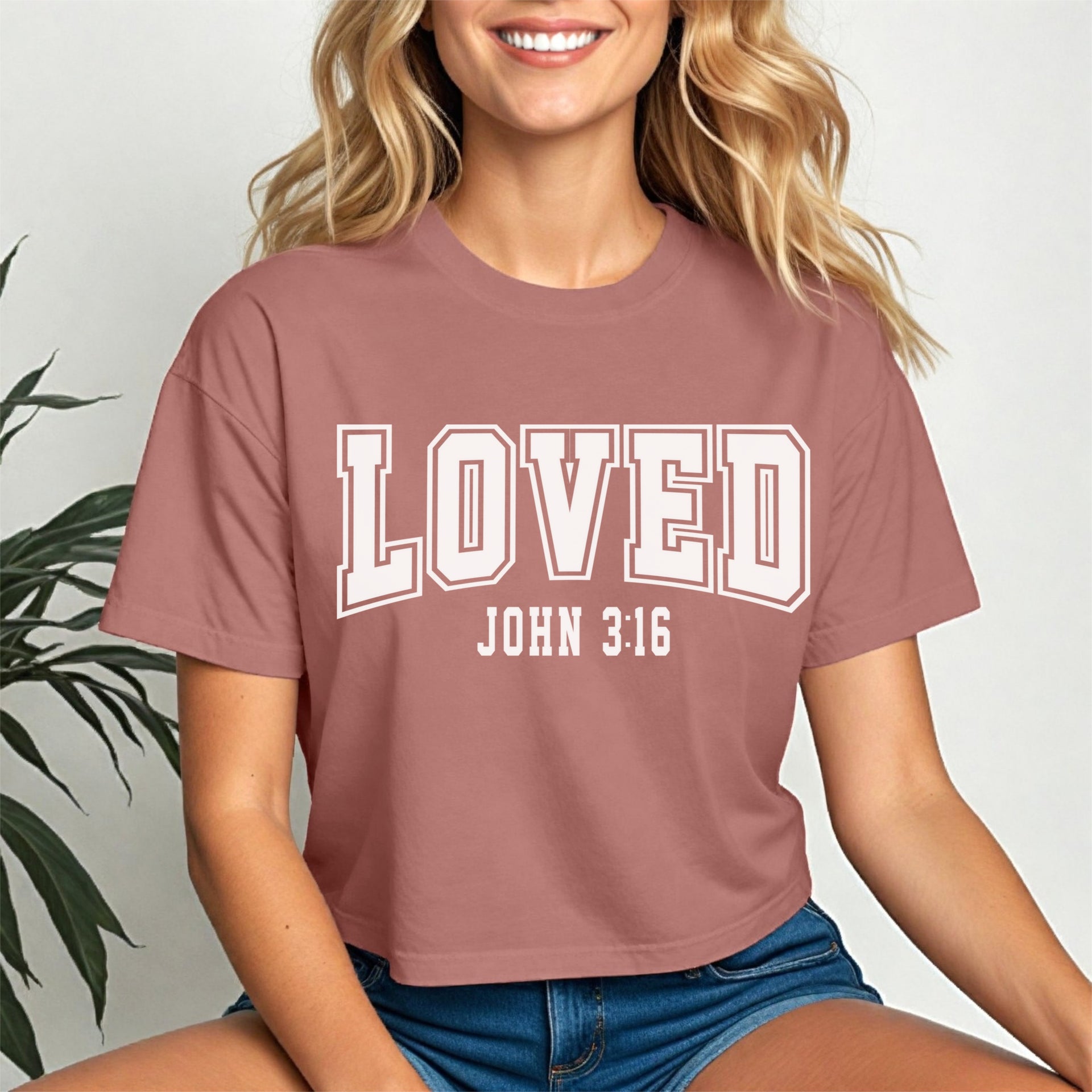 Loved John 3 16 Crop Tee featuring a trendy design and soft fabric, perfect for casual wear.