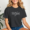 You Are Enough Script Heart Crop Tee in black, featuring a soft script design with heart accent.