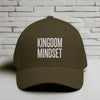 Kingdom Mindset Embroidered Flexfit Hat in olive green with a stylish embroidered design.