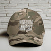 Kingdom Mindset Embroidered Flexfit Hat in camouflage design, showcasing faith and focus.