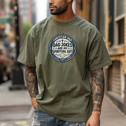 Christian Dad Jokes T Shirt displayed on a model in an urban setting, showcasing faith and humor.