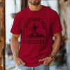 Faith Over Fear Trust In His Plan Comfort Colors T Shirt in red featuring a cross and mountain design.