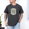 Man Of God Husband Father Leader T Shirt displayed on a man showcasing its bold badge-style design.
