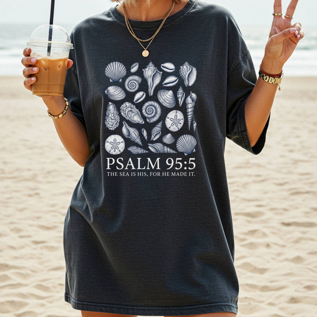 Seashell Illustration Psalm 95:5 T-Shirt