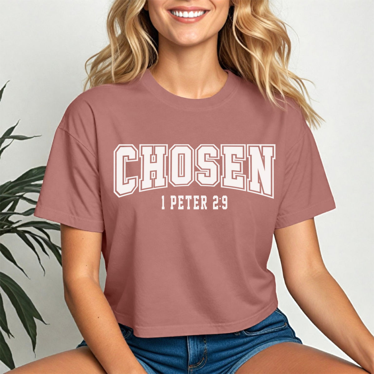 Chosen 1 Peter 2 9 Crop Tee