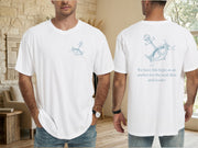 Hebrews 6:19 anchor scripture shirt showcasing a navy anchor design and scripture text on a unisex white t-shirt.