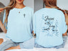 Jesus living water t shirt featuring cross design on front and inspirational text on back.