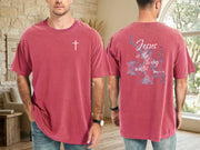 Jesus living water t shirt featuring a cross and inspirational design on a Comfort Colors tee.
