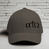 alpha omega cross black hat featuring Greek letters and minimalist design, perfect for faith wear.
