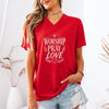 Worship Pray Love V Neck Tee